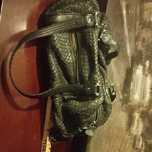 Liz Claiborne Black Woven Shoulder Bag